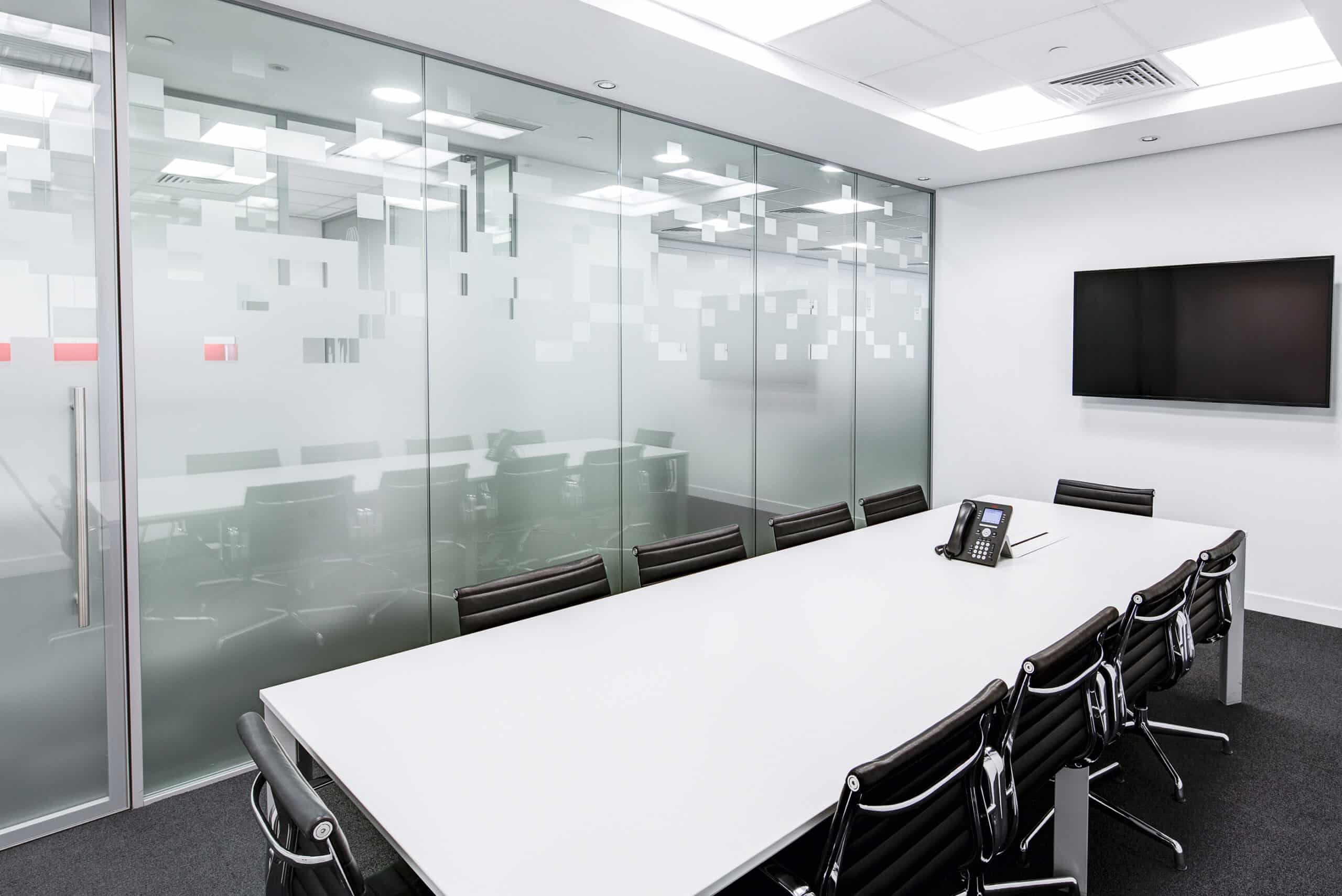 Frosted glass conference room